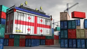 Shipping containers at port representing pharmaceutical import logistics for African markets