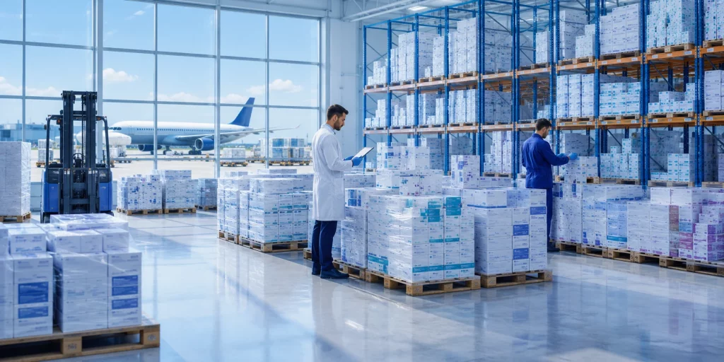 Pharmaceutical export to Qatar warehouse logistics for institutional buyers