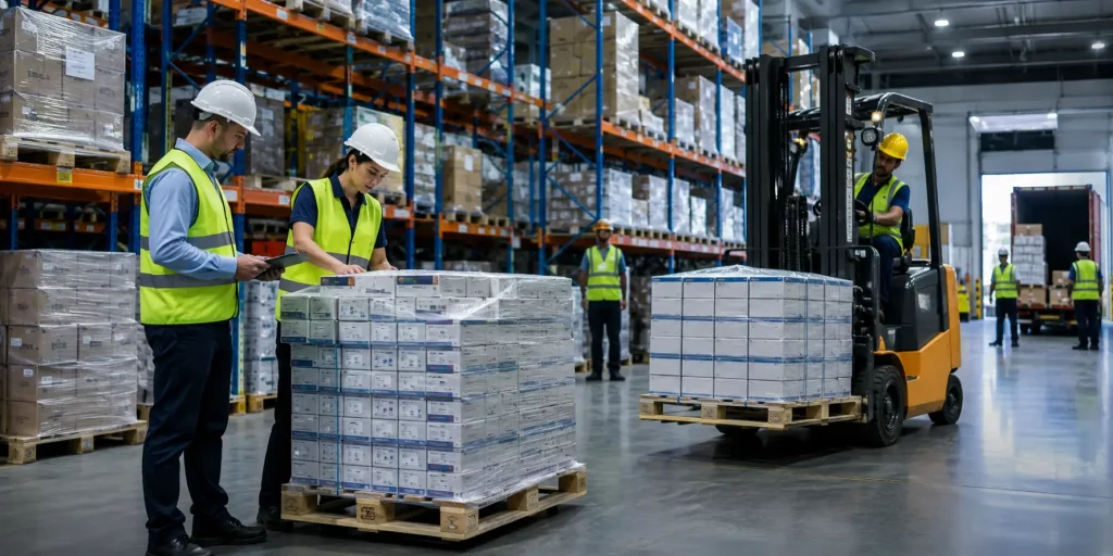 Pharmaceutical export to Saudi Arabia, GPD warehouse team preparing compliant medicine shipments for international distribution