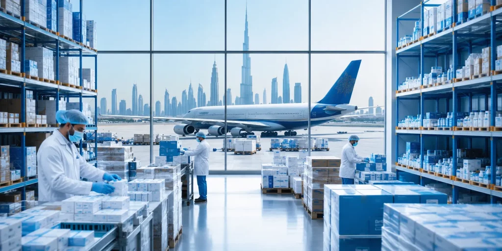 pharmaceutical export to UAE warehouse logistics for institutional procurement