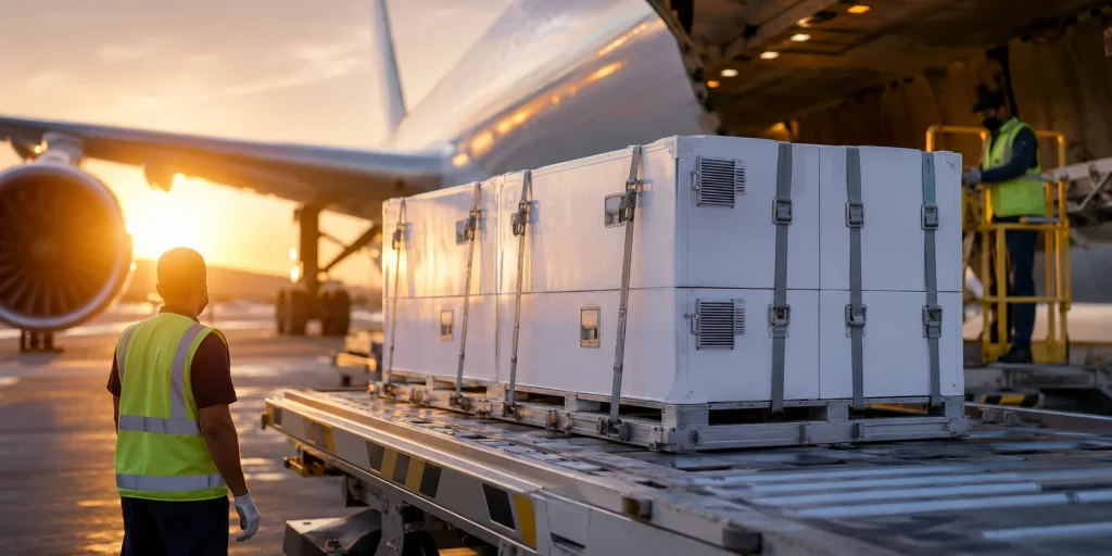 Hospital pharmaceutical supply Nigeria shipment loaded for compliant UK export