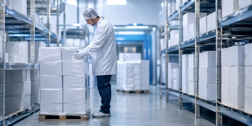 Licensed pharmaceutical wholesaler UK warehouse with GDP-compliant medicine storage for institutional export