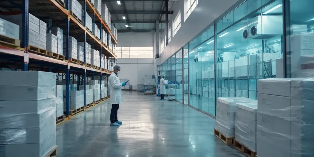 Ministry of Health pharmaceutical supplier for Kenya storing GDP-compliant medicines in a temperature-controlled UK distribution warehouse