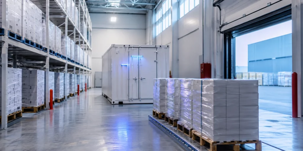 National medicines supply programme UK procurement — temperature-controlled pharmaceutical warehouse preparing export consignments for international institutional buyers