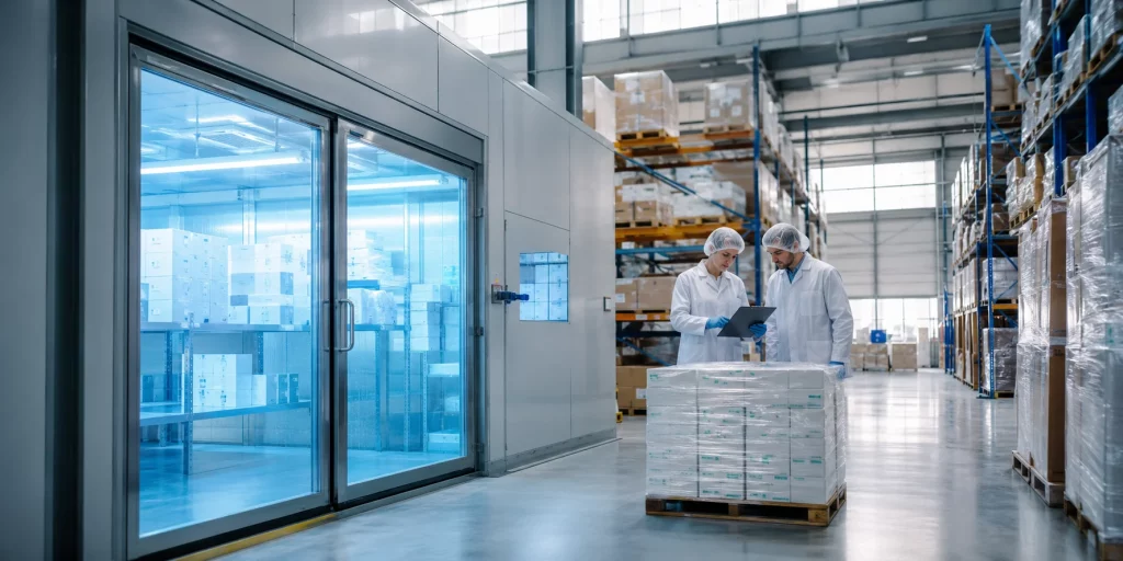 Public sector pharmaceutical supplier UK warehouse with GDP-compliant cold chain storage for institutional medicine procurement