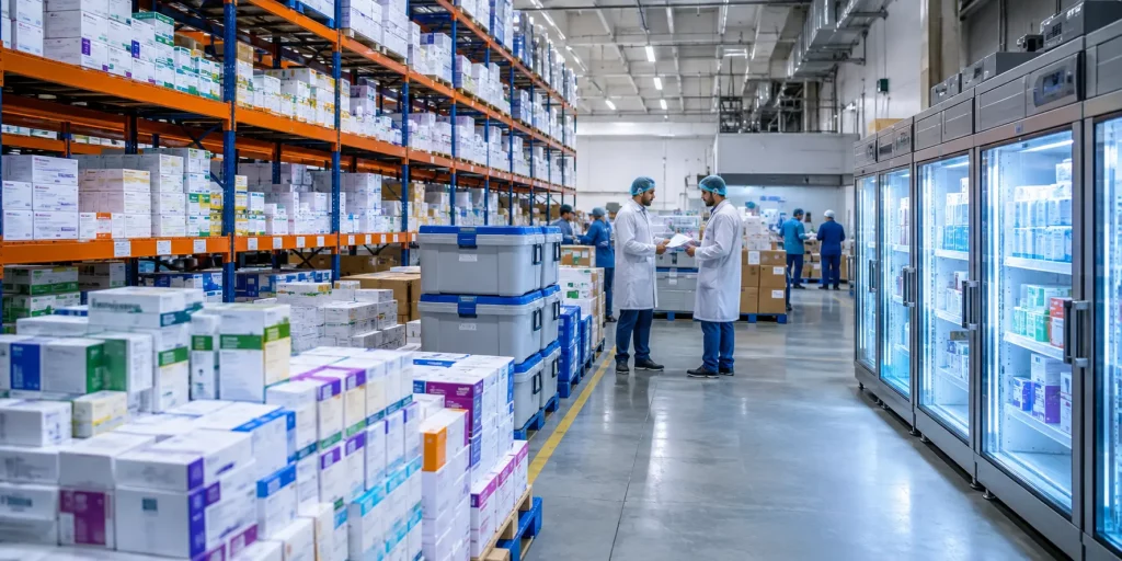 Donor-funded pharmaceutical procurement warehouse with cold chain storage for compliant medicine distribution