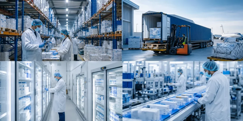 hospital pharmaceutical supplier UK warehouse and export logistics hub