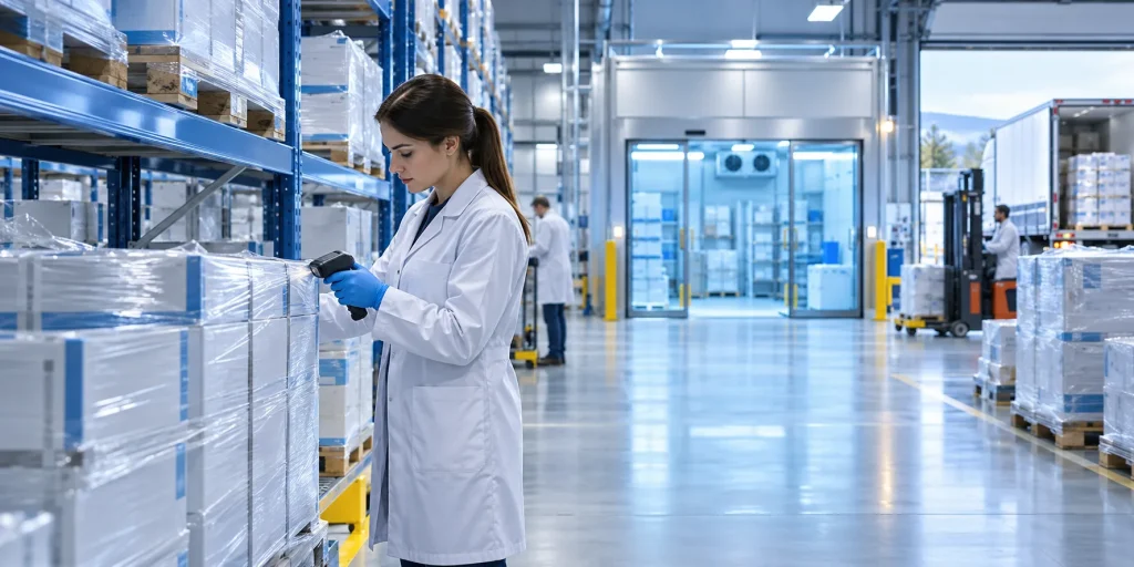 GDP compliant pharmaceutical wholesale UK facility with sealed medicine shipments under quality inspection
