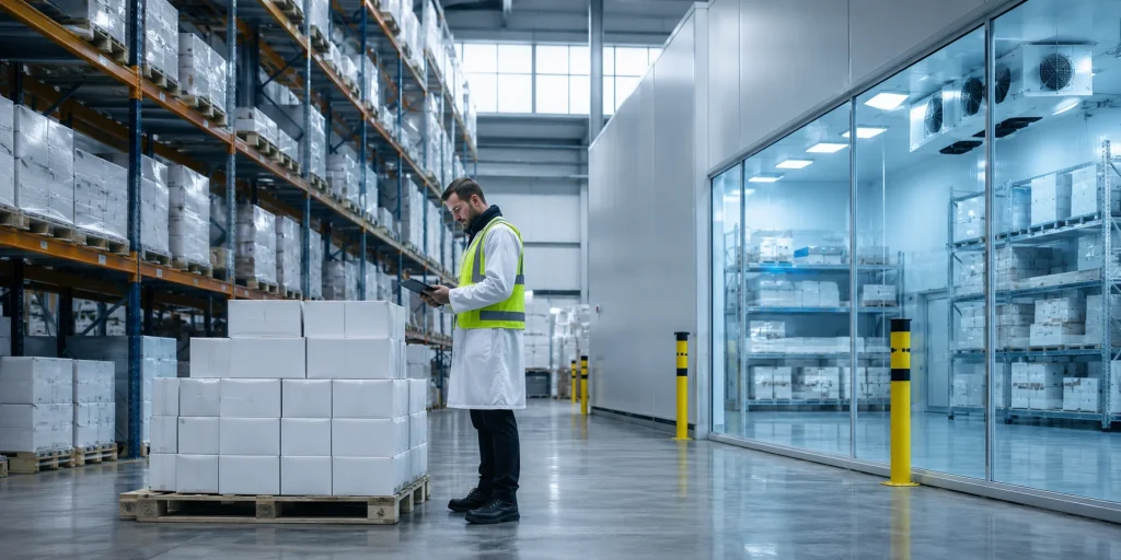 Pharmaceutical distributor pharmacy network UK warehouse with temperature-controlled storage supporting compliant global procurement