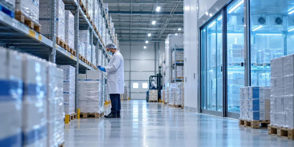 UK MHRA GDP compliance in a temperature-controlled pharmaceutical distribution warehouse for institutional buyers
